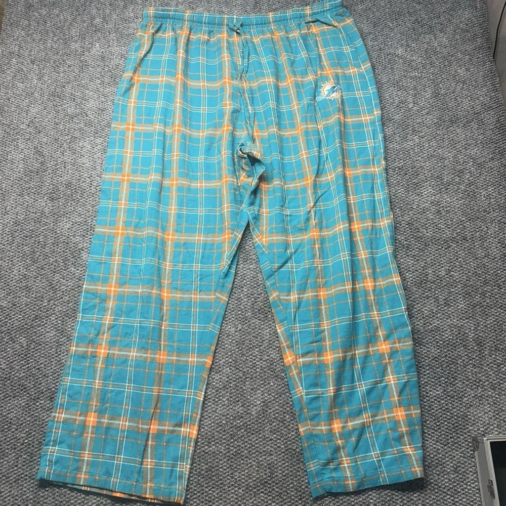 Miami Dolphins Pajama Pants Size 3xlNFL Team Apparel Blue Orange Plaid Sleepwear